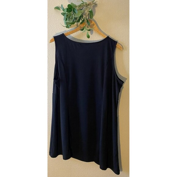 COPY - Susan Graver Tank Top Size XL Black Scoop Neck Pleated Gathered Side Bod… - Picture 4 of 8